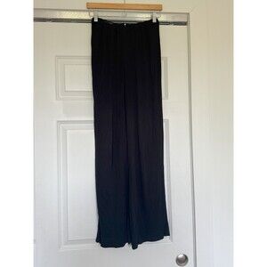 Jean Muir Vintage Womens 12 Black High Rise Elasticated Wide Leg Trousers 70s 80